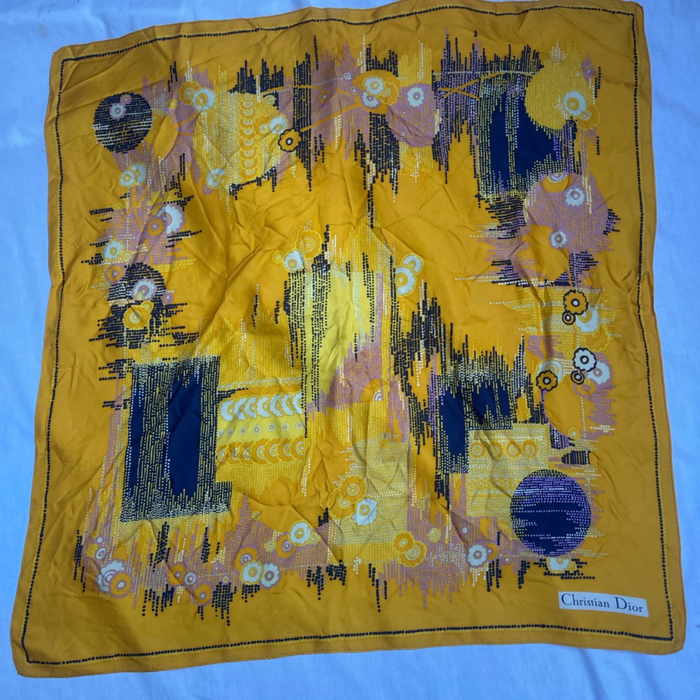 Dior Yellow and Black Scarf 31” X 31”